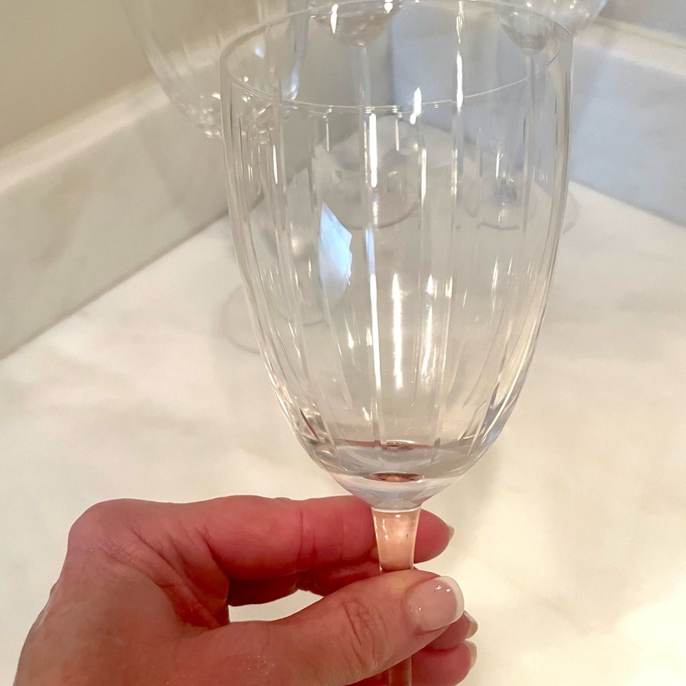 Lenox Crystal Wine Glasses Staccato Pattern Set of 4 Perfect Condition - Picture 4 of 8